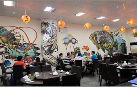 禄丰海鲜餐厅墙体彩绘